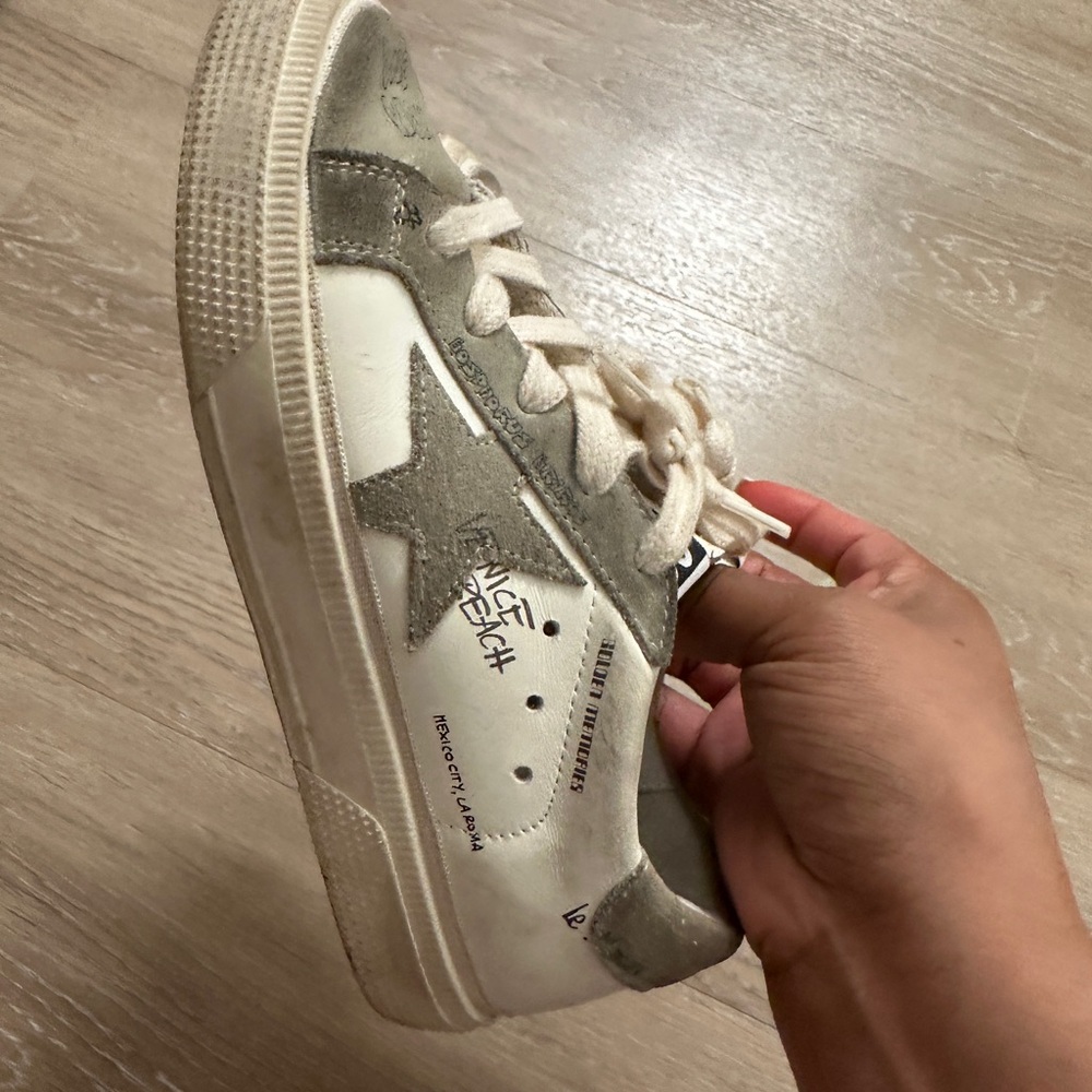 Golden Goose Kids White and Gray Star Sneakers
